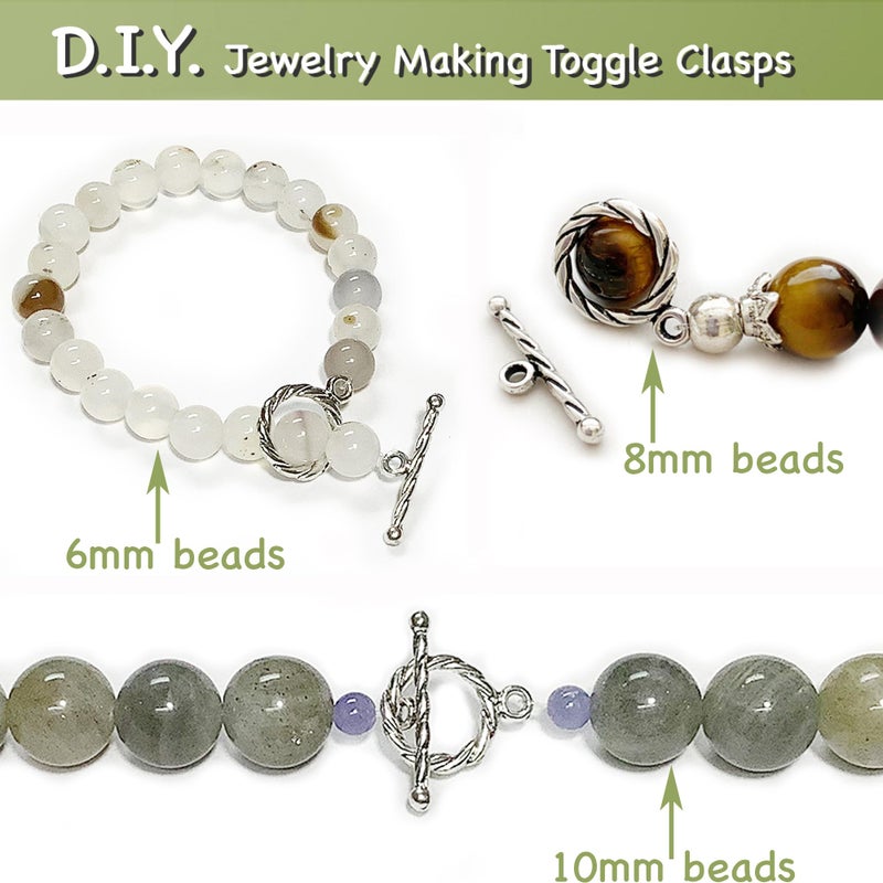 Heather's CF Silver Clasp Toggle Swirl Clasps Toggle Findings for Necklace Making kit 100 Set - Image 4
